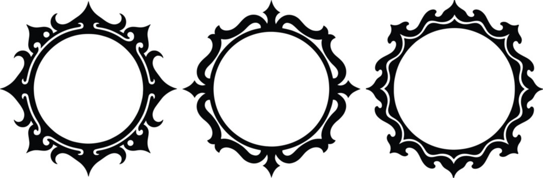 Vintage Round Frames Collection with Baroque Style Flourish Elements