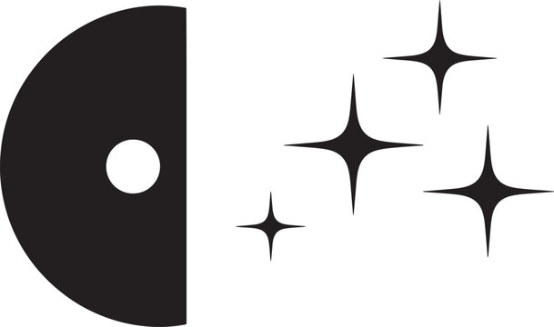 Vinyl record with stars on white background