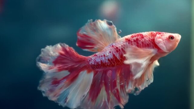 Vibrant siamese fighting fish displays colorful fins against a blurred background