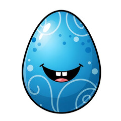 Obraz premium Smiling Blue Easter Egg With Patterns for Happy Easter Day