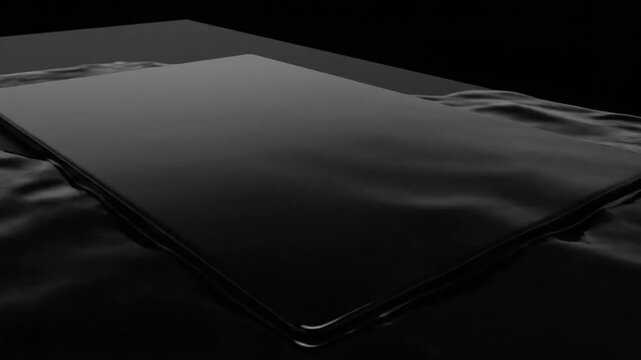 A dark liquid surface undergoes transform as it flows and ripples on a flat surface transform slowly.