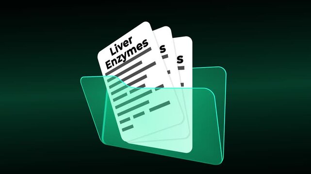 Liver Enzymes Medical Research Folder, Hepatic Function Patient Records and Clinical Biochemistry Analysis Documentation in Blue Case