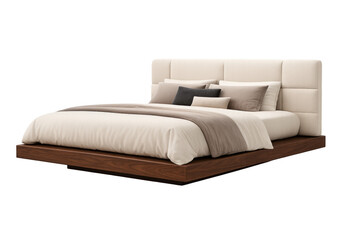 Naklejka premium Modern floating bed frame with upholstered headboard