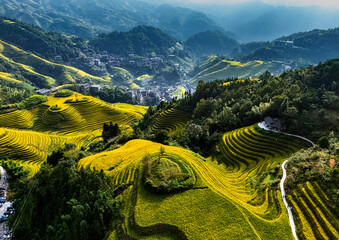 View of Longsheng Rice Terraces in the Guangxi Region, China