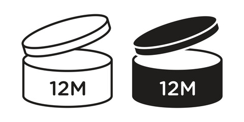 12M icon. simple thin line icon vector illustration pack on white