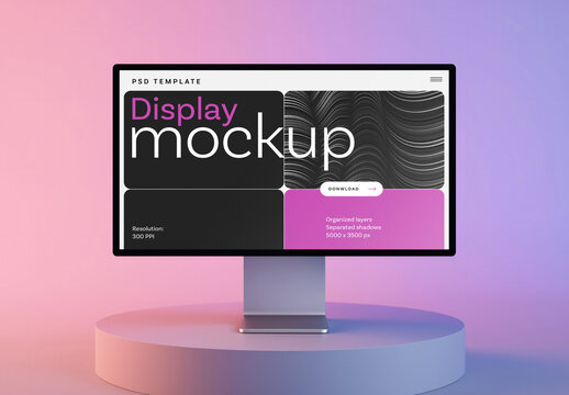 Realistic Desktop Screen Mockup for Web Design Portfolio Showcase