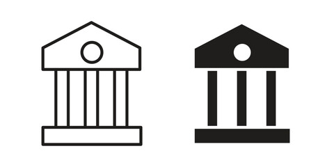 Bank icon. simple thin line icon vector illustration pack on white