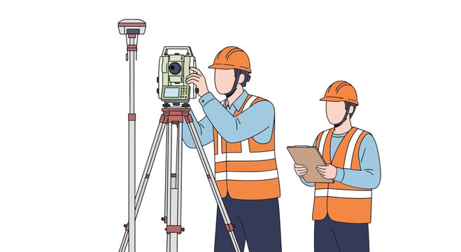 Construction Surveyors Using Total Station and GPS Technology