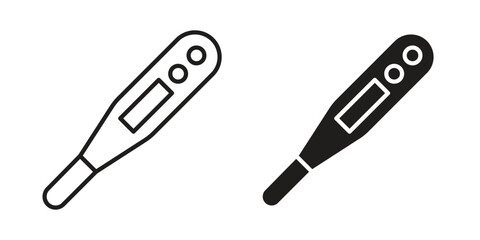 Digital thermometer icon. simple thin line icon vector illustration pack on white