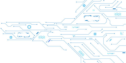 Obraz premium Abstract digital technology futuristic internet network speed connection white and blue background. Technology background with crossed lines and dot