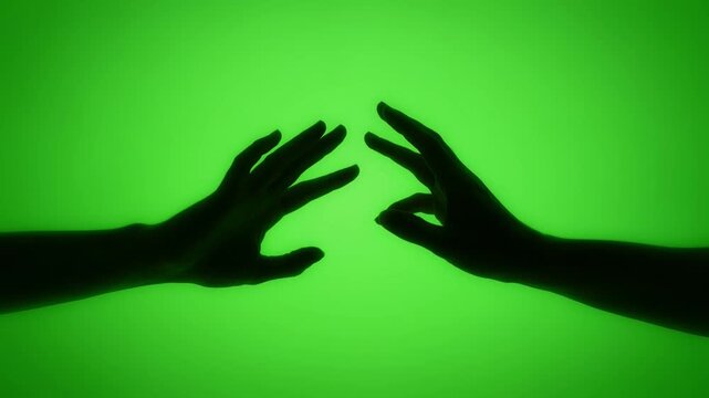 Hands reaching for unity trust anticipation symbolic gesture of human connection and emotional storytelling on green screen background