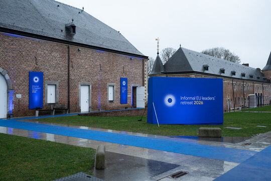 Belgium Liege 12 February 2026.The informal EU leaders' retreat taking place on 12 February 2026 in Alden Biesen castle.