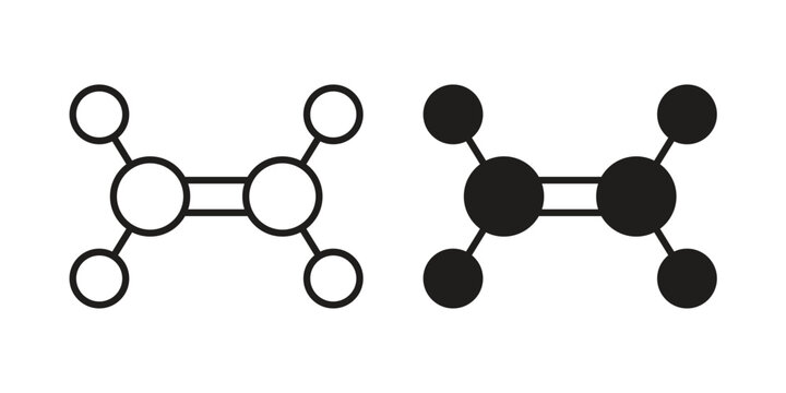 Ethylene molecule icon. simple thin line icon vector illustration pack on white