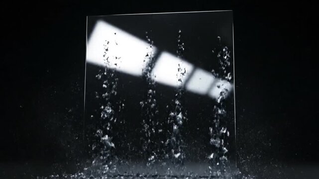 A transform of a sparkling crystal cluster shines brightly in a dark environment.