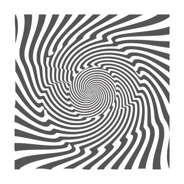 Black and optical illusion vortex with distorted wavy lines abstract swirl spiral