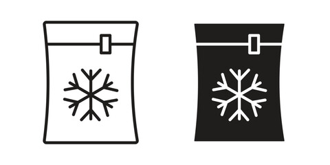Frozen food bag icon. simple thin line icon vector illustration pack on white