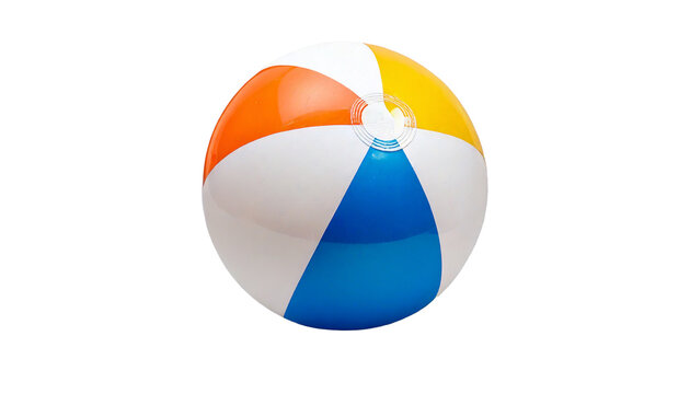 Classic beach ball isolated on transparent background for summer fun, Colorful inflatable be.png
