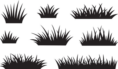 Black vector grass silhouette on white background © Soriyea