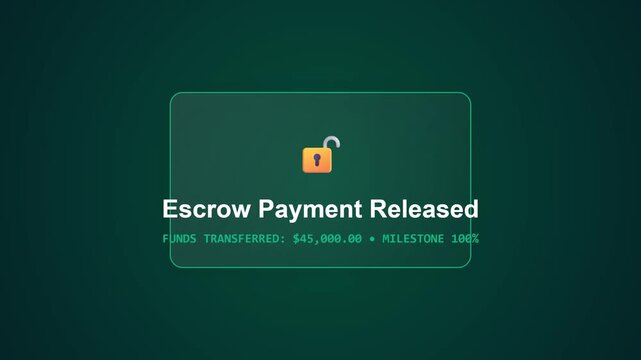 Digital notification confirming the successful release of an escrow payment, signifying a completed financial transaction and secure fund transfer