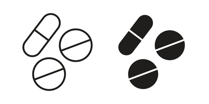 Medicine tablet icon. simple thin line icon vector illustration pack on white