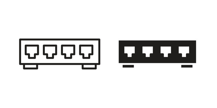 Network switch icon. simple thin line icon vector illustration pack on white