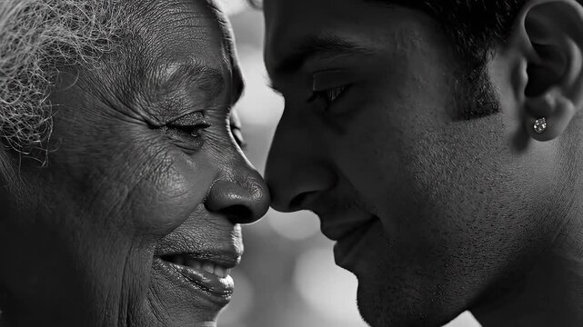 Closeup of two people facing each other