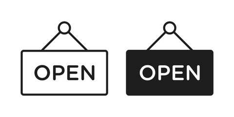 Open signs. simple thin line icon vector illustration pack on white