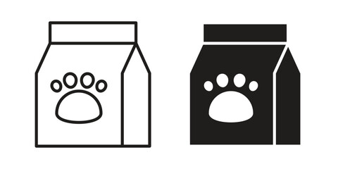 Pet food bag icon. simple thin line icon vector illustration pack on white