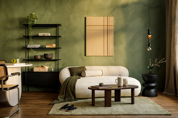 Stylish Living Room in Earth Tones © FollowTheFlow