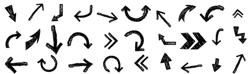 Hand black drawn arrow doodles set. vector illustration © MR.AK