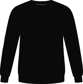 A classic black crewneck longsleeved sweatshirt displayed fronton in a clean graphic illustration