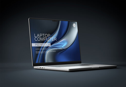 Modern Laptop Mockup Isolated on Black Background