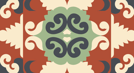 Traditional ethnic ornate pattern with floral motifs and swirling designs. © Abhinaya Project