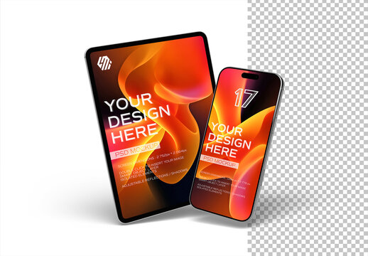 Modern Smartphone and Tablet Mockup Isolated On White