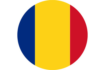 Circular Romanian flag emblem, a symbol of national pride and European identity