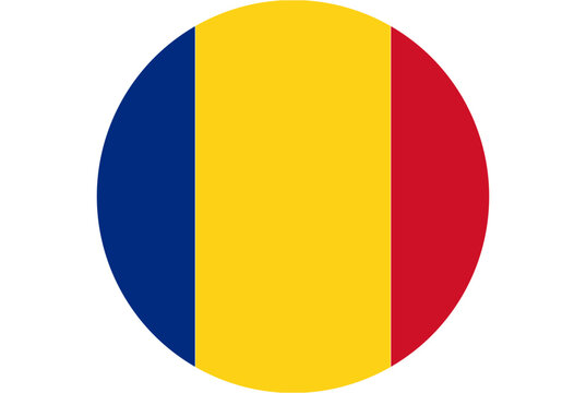 Circular Romanian flag emblem, a symbol of national pride and European identity