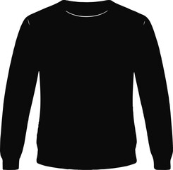Naklejka premium A plain black longsleeved crew neck tshirt presented as a clean graphic element isolated on a transparent background