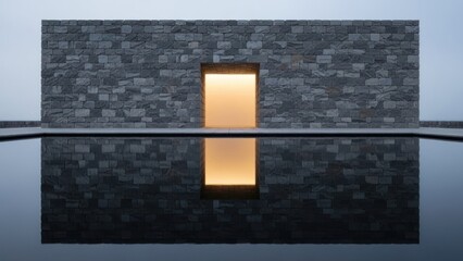 Minimalist architecture design with door reflection