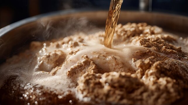 Probiotic beverage fermenting involves a close-up of kombucha brewing, with steam rising, capturing the energy of fermentation while emphasizing organic ingredients that promote wellness and