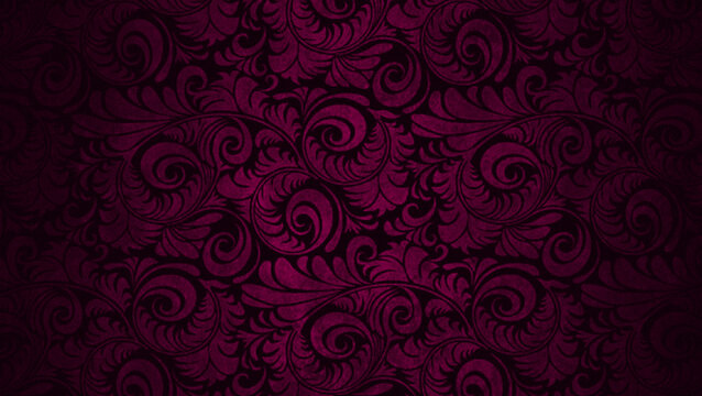 Elegant dark purple floral damask pattern with swirling leaves and curls on luxurious velvet texture for design and decoration inspiration