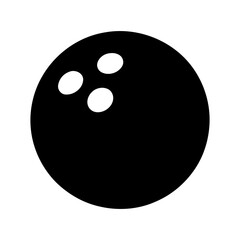 Obraz premium Silhouette icon of a bowling ball in black color with three finger holes. Vector illustration.