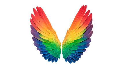 Obraz premium Colorful bird wings display in rainbow pattern isolated on transparent background