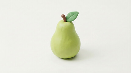 Cute 3D isometric icon of green pear, soft clay texture, matte finish