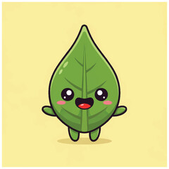 Cartoon Leaf Character with Facial Expression.