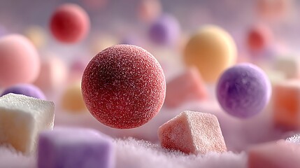 Scattered floating spheres with abstract geometric shapes images