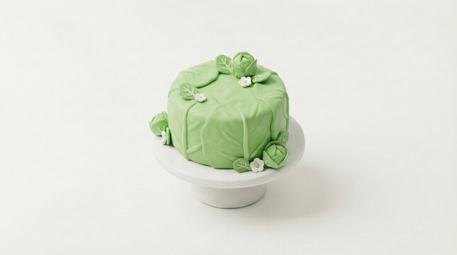 Cabbage cake 3D icon, matte finish, isometric perspective