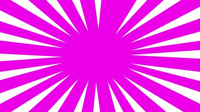 Abstract radial burst animation with fuchsia pink rays expanding from a central circle on a white background, looping motion graphic for overlays and backgrounds