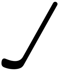 Black filled icon of an ice hockey stick isolated on white background for sports design