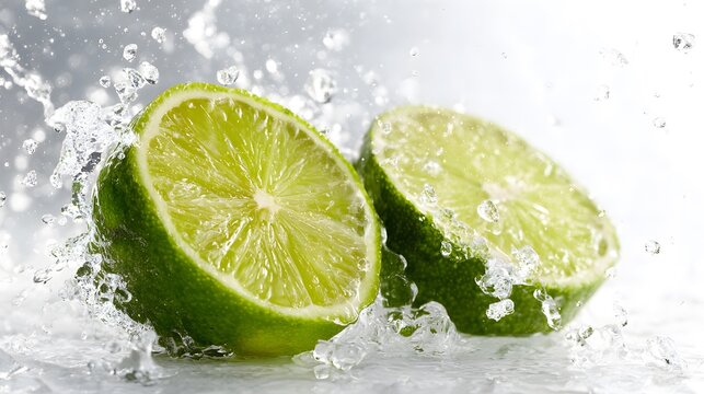 Lime with fresh water splash