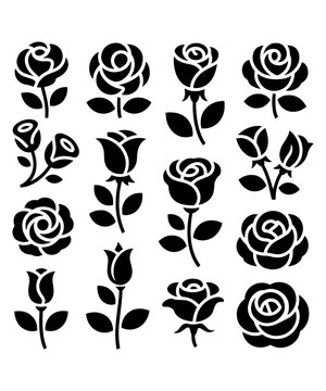 Mystery Rose Flower Silhouette Set Door Corner Design